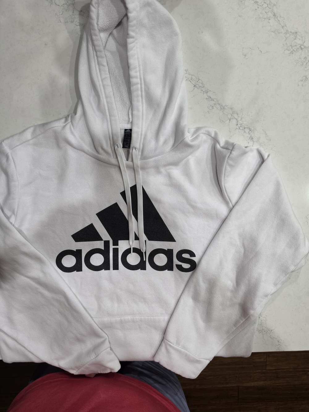 Adidas White Hoodie with Black Logo